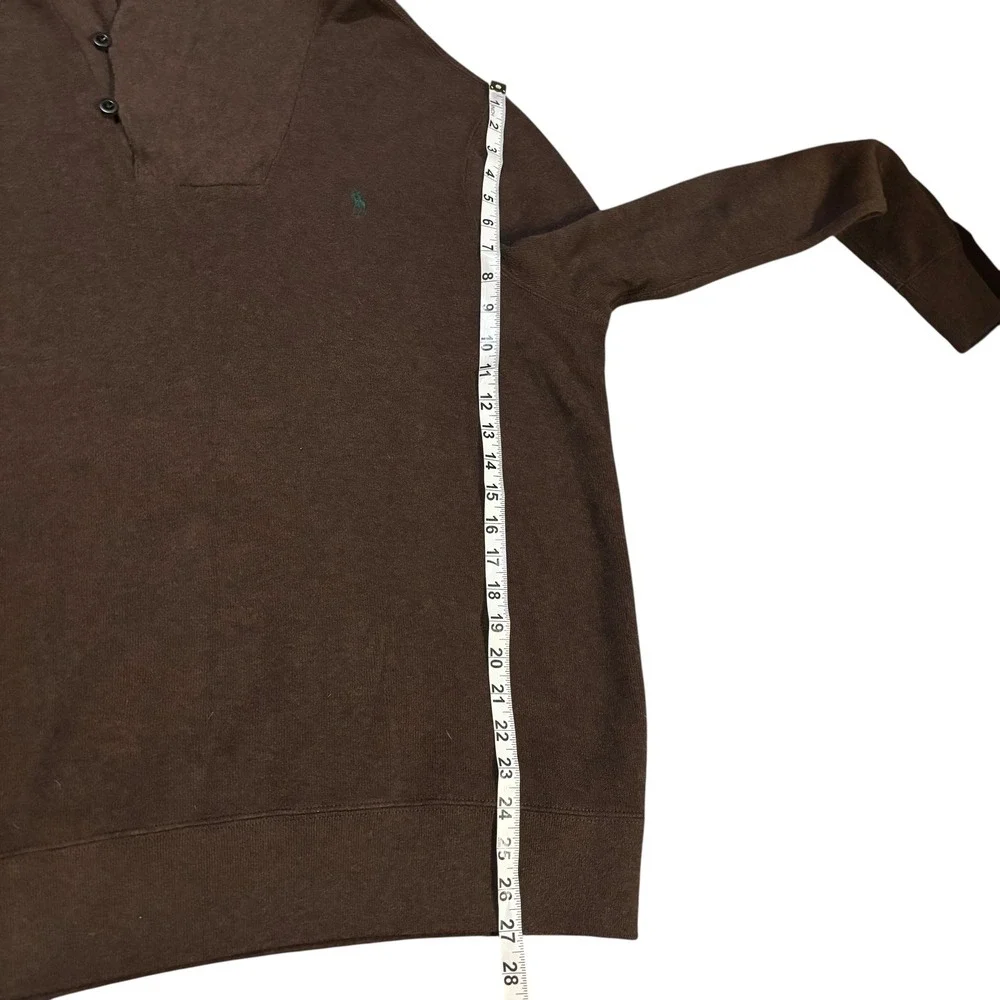 Polo Ralph Lauren Brown Cotton Two Button‎ Shawl Collar Pullover Sweater XL